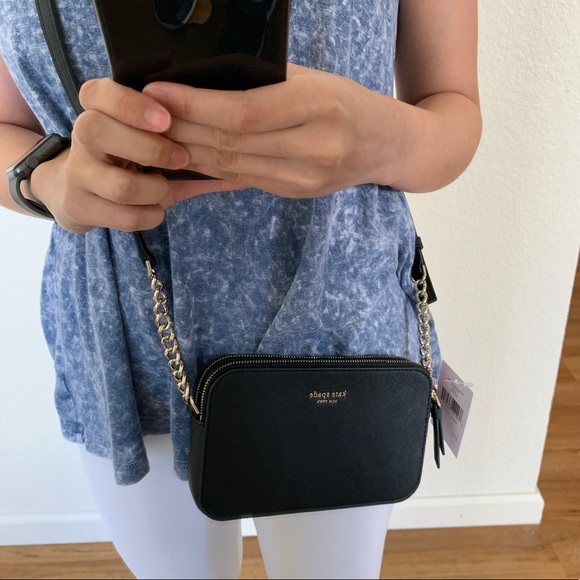 KATE SPADE CAMERON DOUBLE ZIP SMALL CROSSBODY BLK - Picture 5 of 7